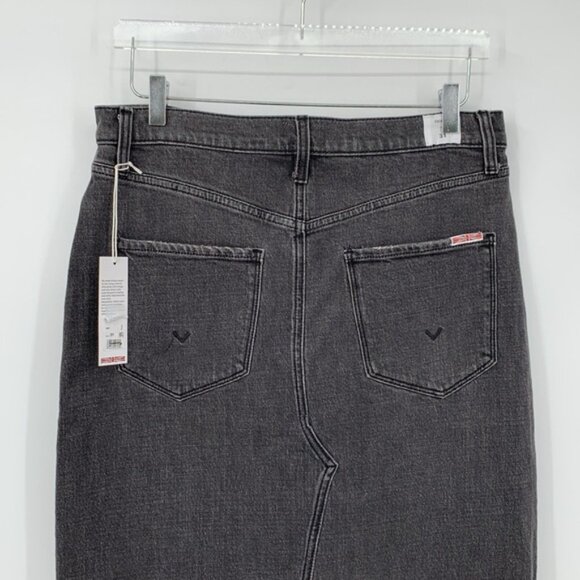 Hudson Fashion maxi denim jeans skirt slit black midi faded modest new 31 12 - Picture 3 of 6